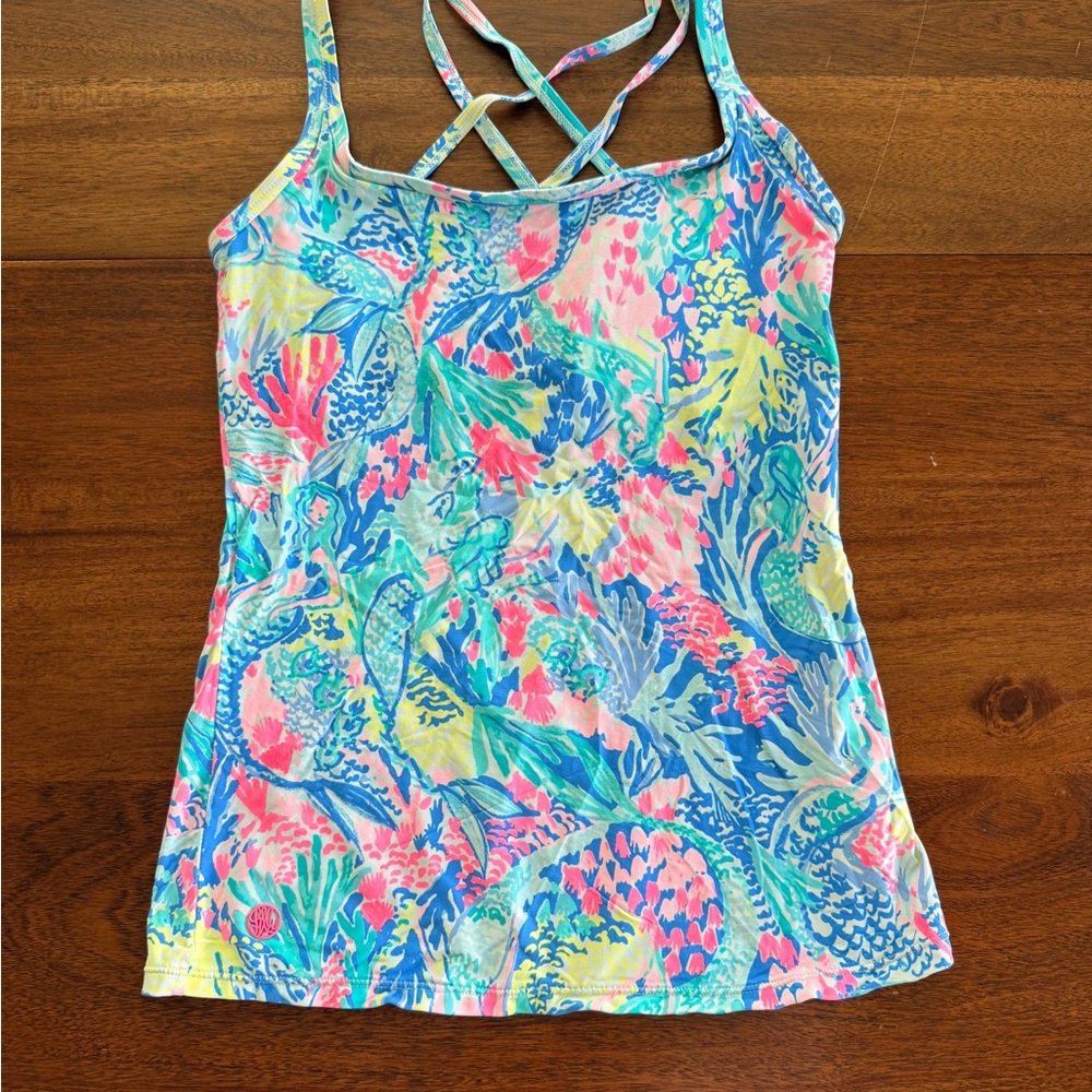 Lilly Pulitzer Aqua Multi-Color Strappy Tank